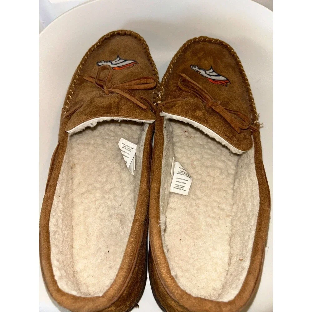 Denver Broncos Embroidery Slippers Faux Suede Faux Men’s size XL 11.5-13